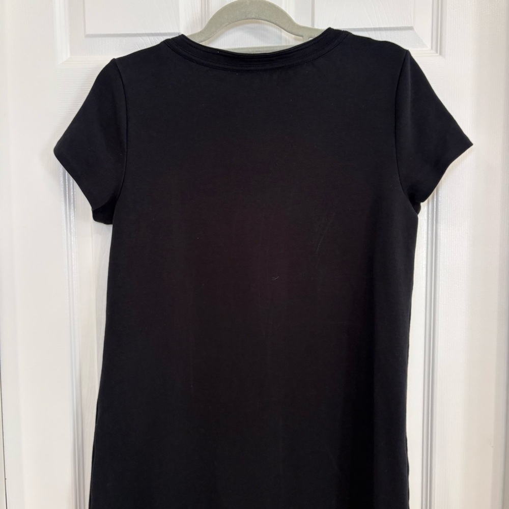 Talbots Black Short-Sleeve Classic Knit Dress Gold Hardware Women M 100% Cotton - Picture 9 of 11
